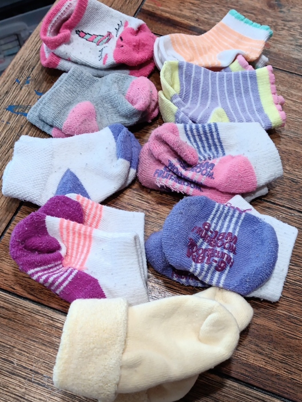 Girls Assorted Low-Cut Ankle Socks - Pink, Purple, Yellow, Orange, Gray, White